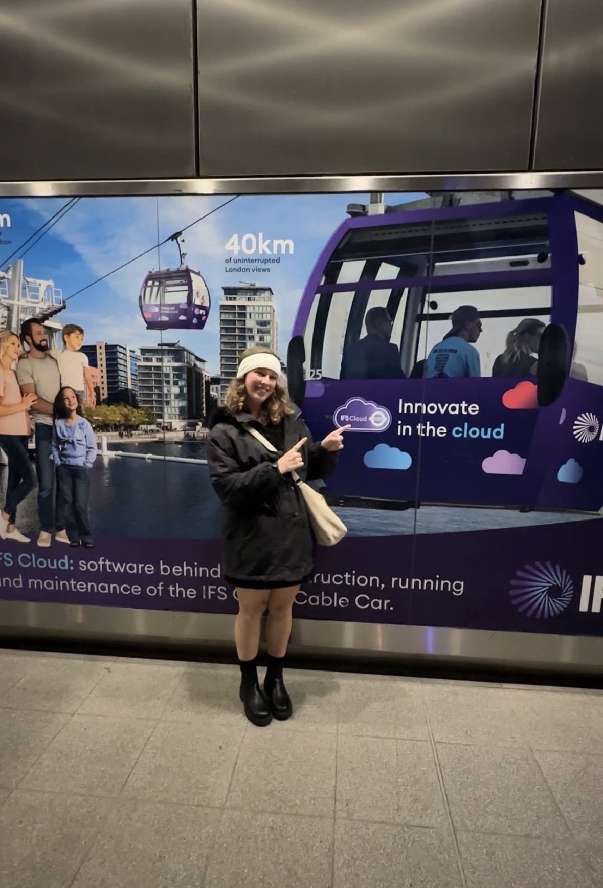 outside the IFS cable car in london UK travel 
