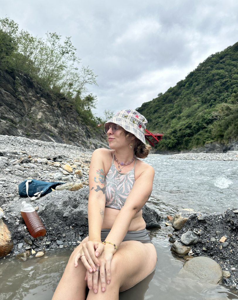 Girl at HongYe Hot Springs Red Leaf in Taitung Taiwan