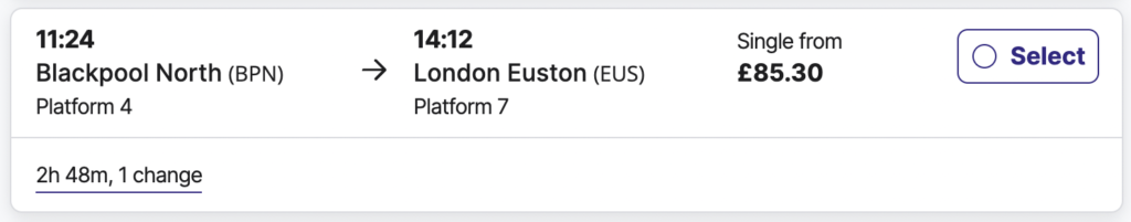 Train ticket prices in England without the rail pass great britain
