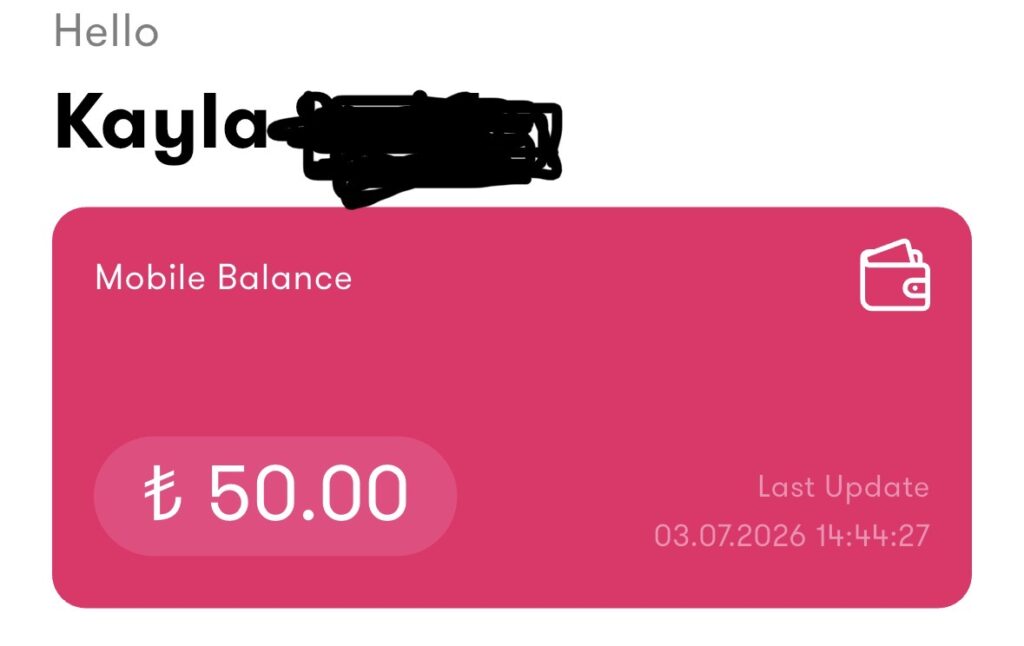 balance shown in life park istanbul concert venue app of virtual wallet
