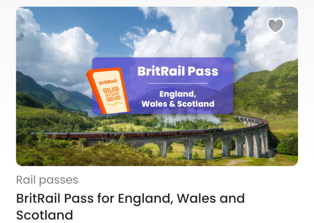 britrail pass screenshot from klook platform