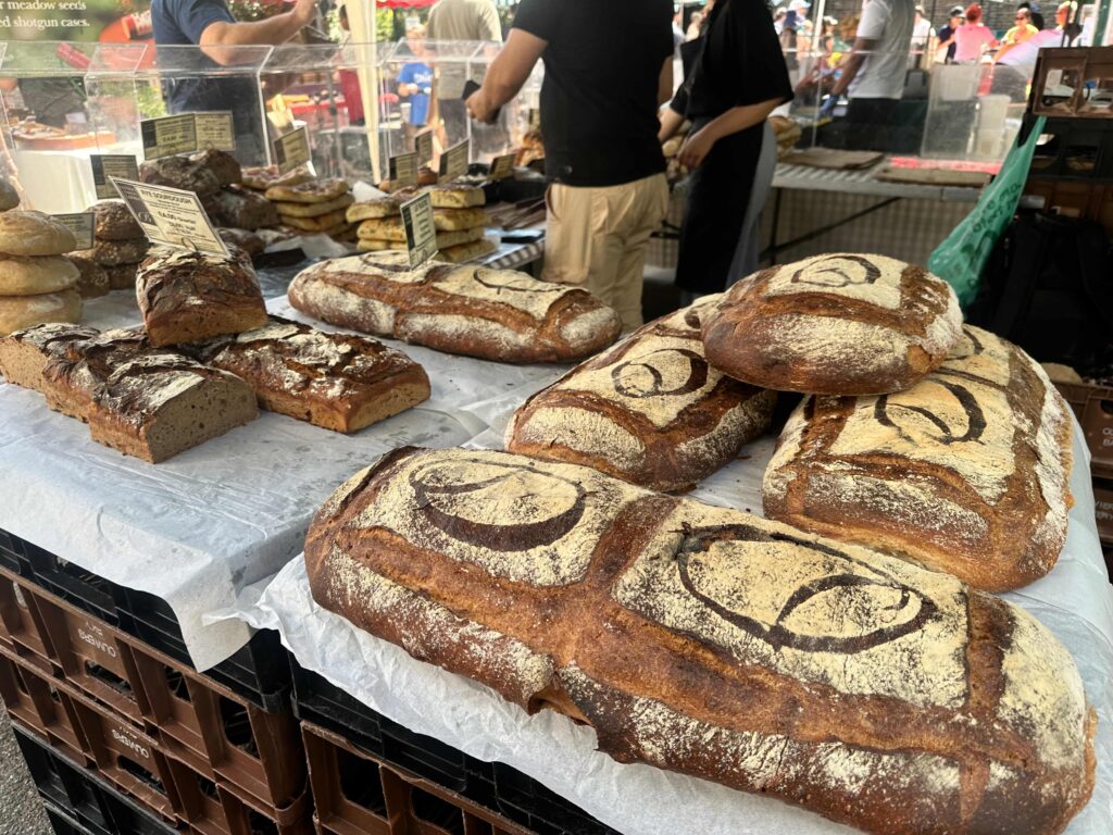 bread loaves at London morning market Primrose Market