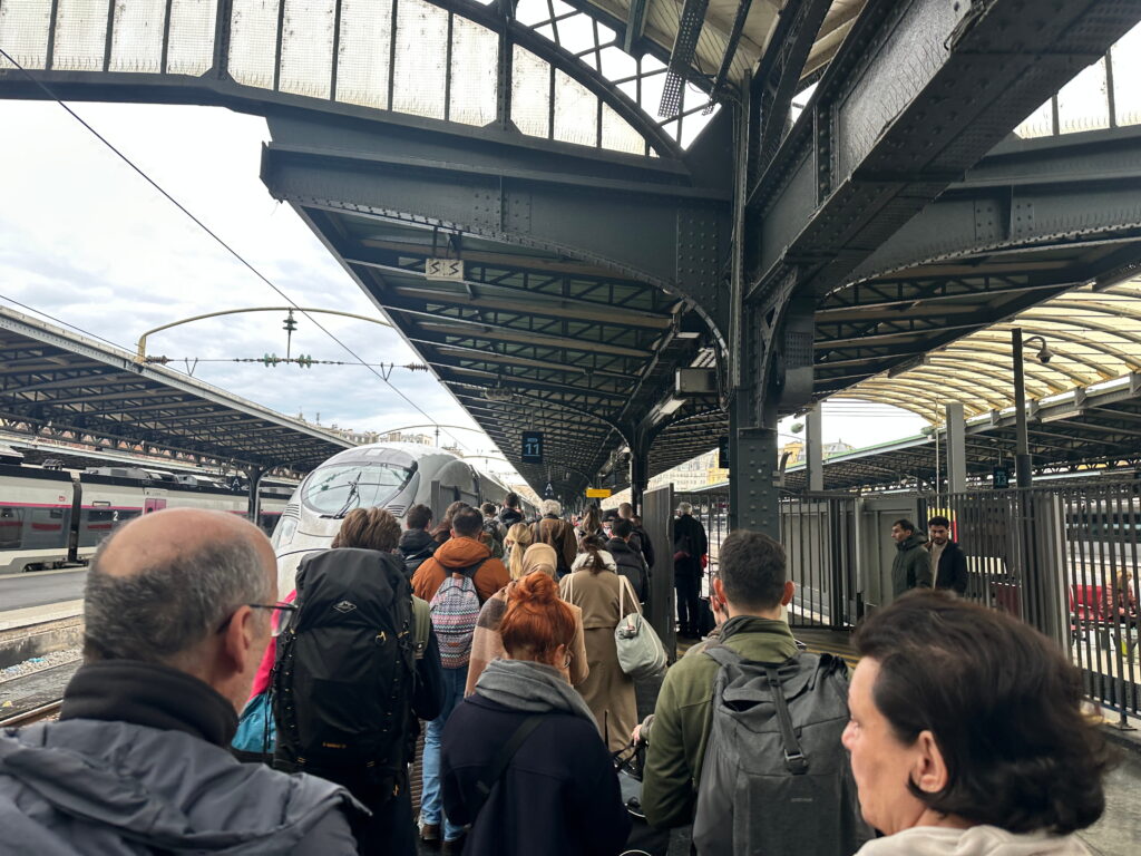 people wait for the train from Paris to Stuttgart Germany