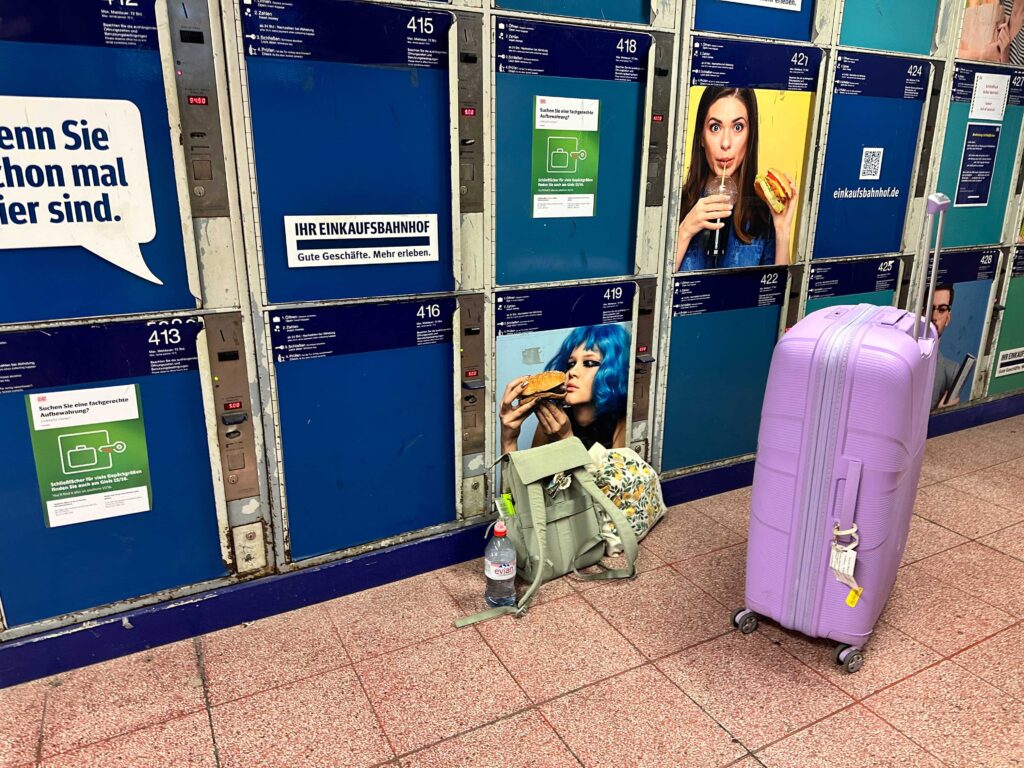 lockers at stuttgart station in Germany on a connection at the train station using the eurail pass