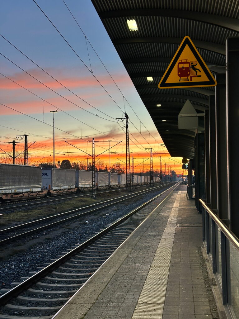 sunrise at munich train station in Germany