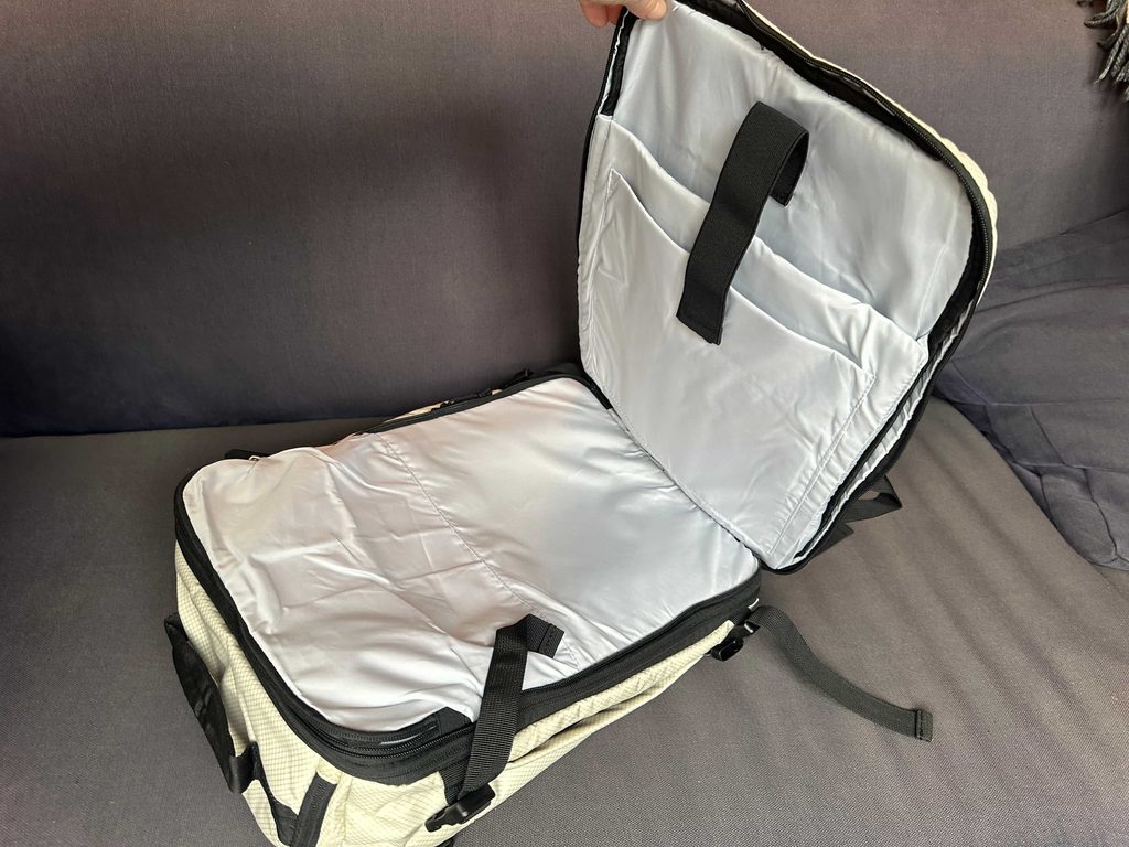 electronics area for laptop and more on the back of bagsmart pro expandable backpack