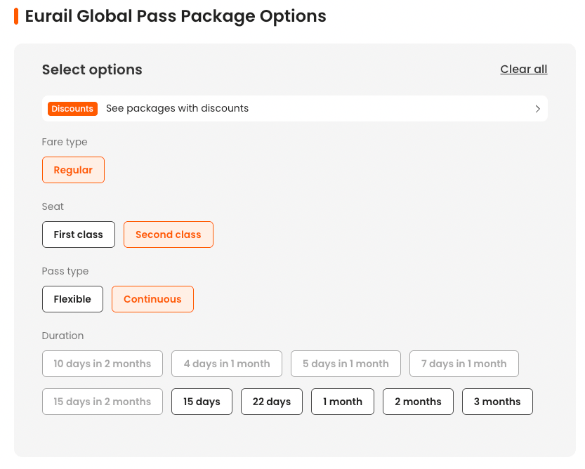 eurail pass options for klook bookings