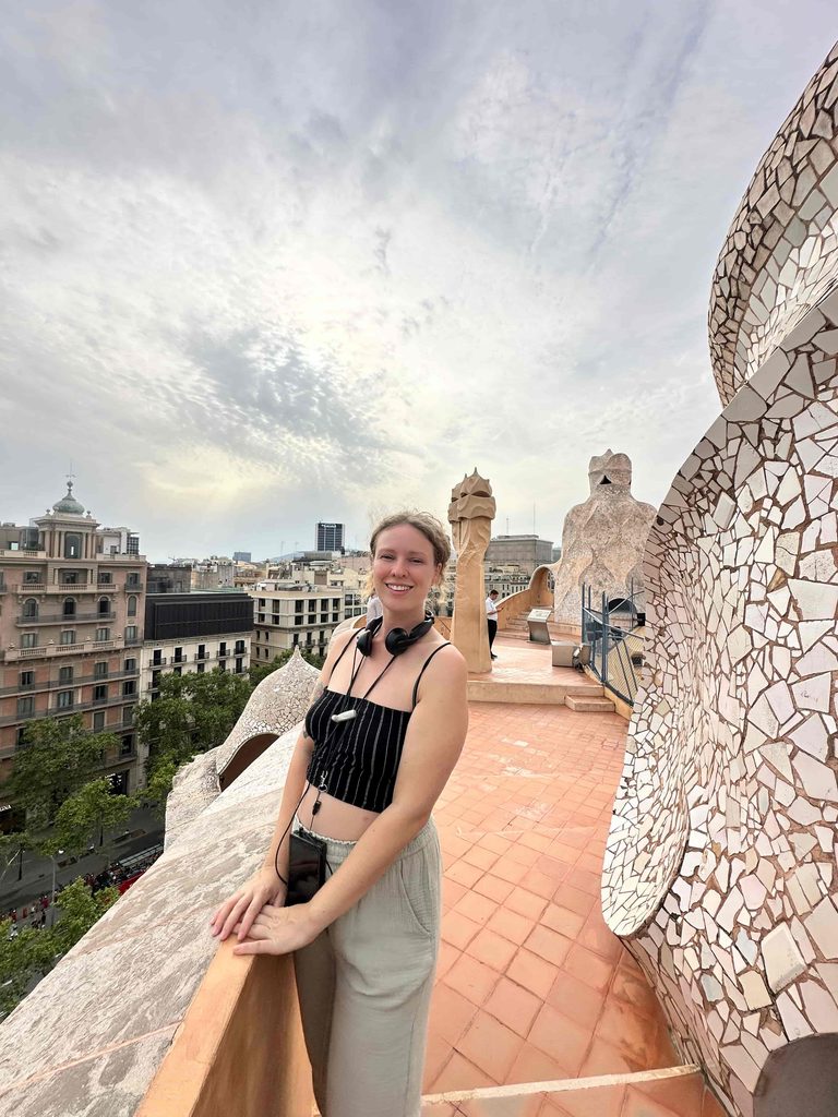 standing on the rood of La Pedrera in Barcelona