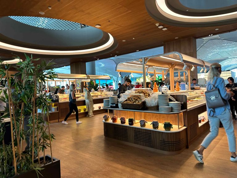 iga airport lounge in istanbul buffet area