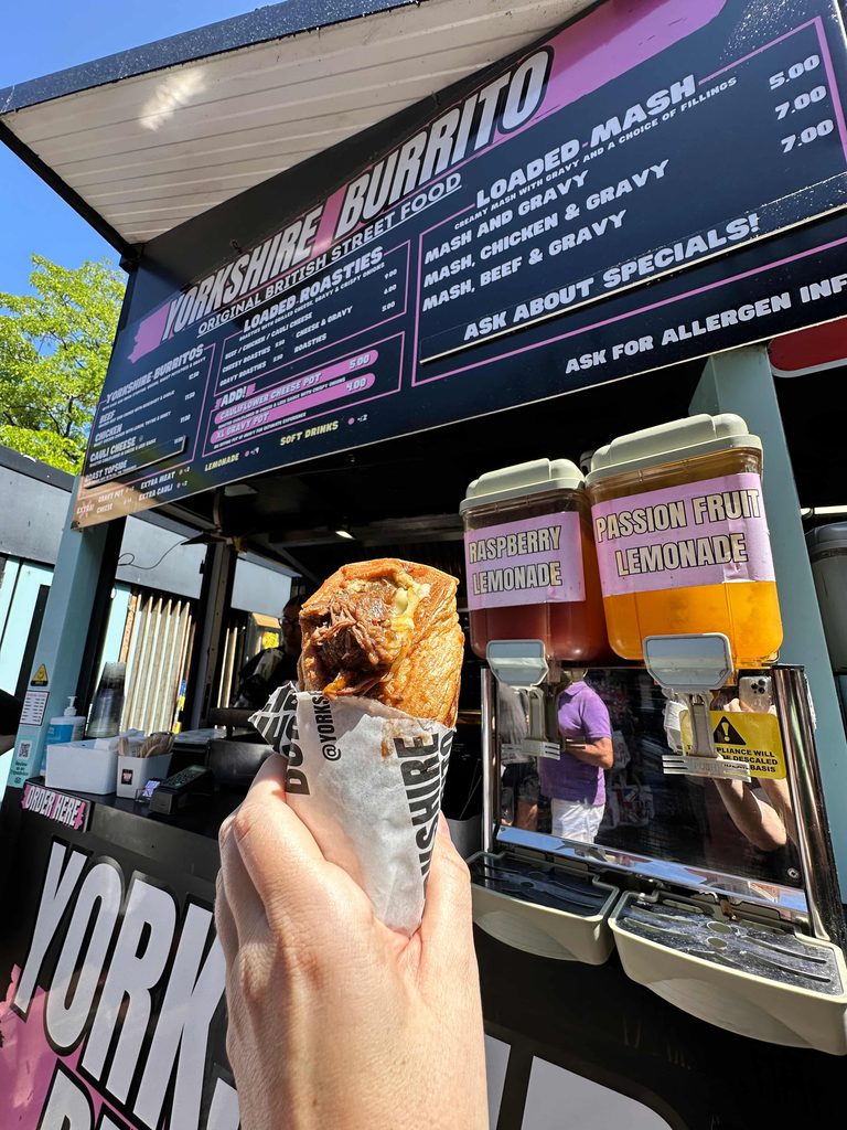 yorkshire burrito photo at the stand in camden market in london