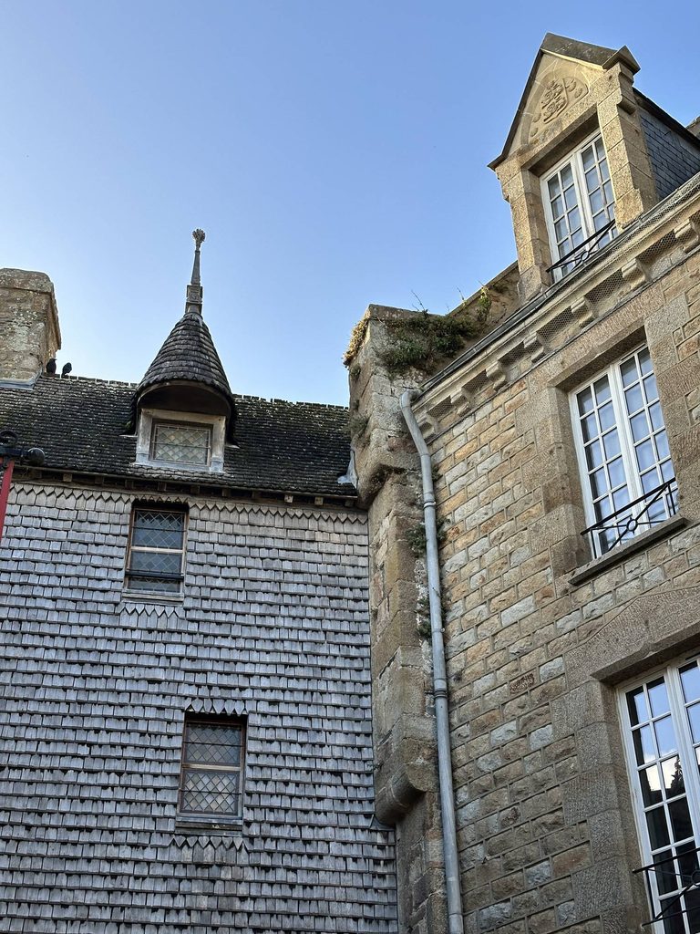 medieval architecture at Mont Saint-Michel close up of buildings
