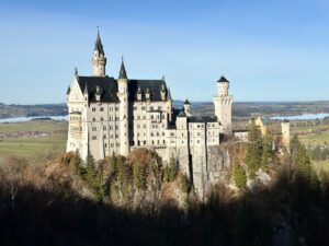 nueschwanstein castle from mary's bridge in november germany