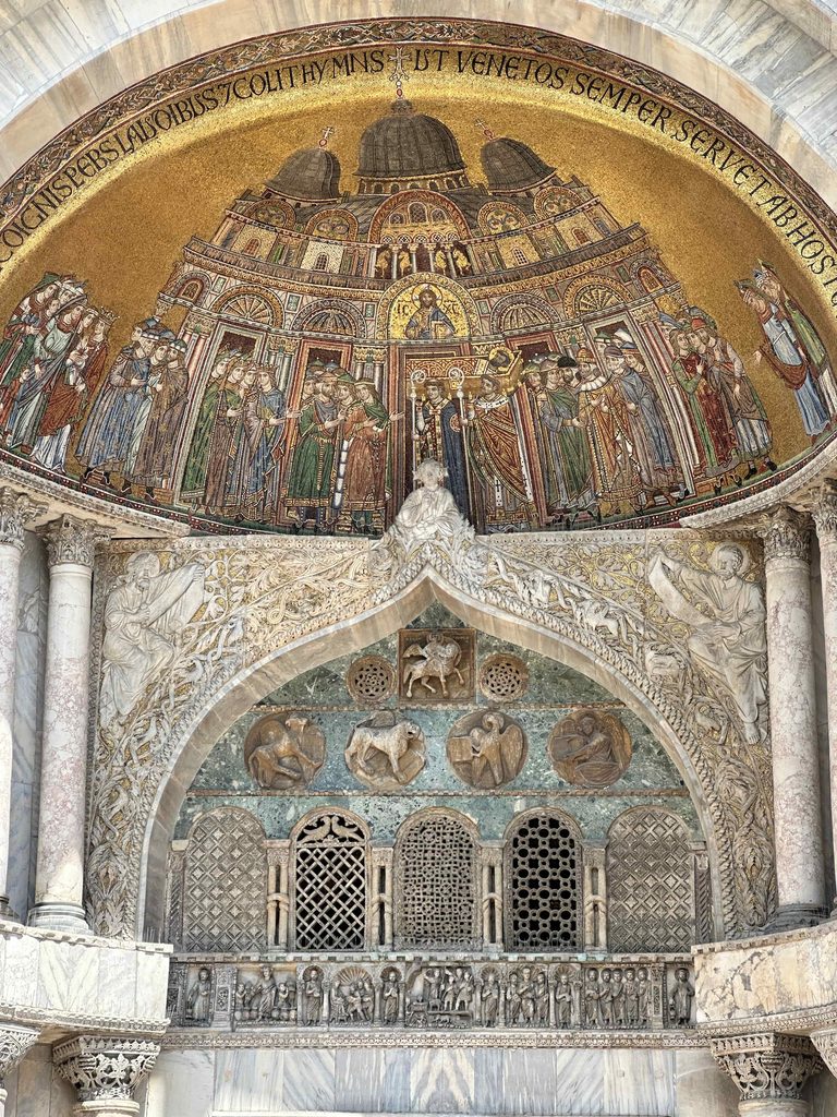 close up of St. Mark's Basilica in Venice Italy