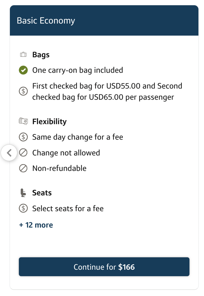 capital one flight example cost in travel portal