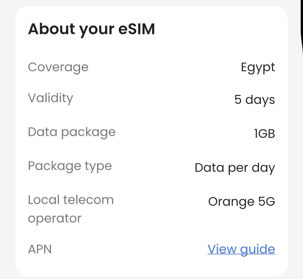 esim install instructions and guide inside the klook app for egypt