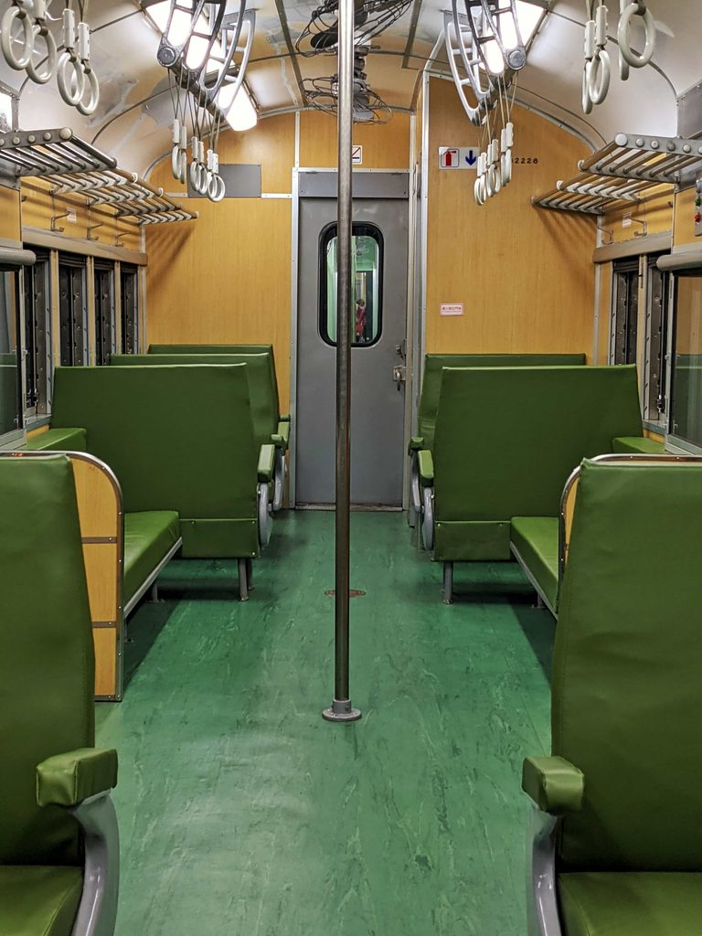 inside the breezy blue blue vintage taiwan train from taitung to kaohsiung