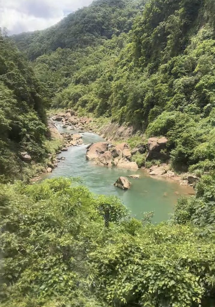 view of the rivers in new taipei near houtong and shifen and pingxi view from train