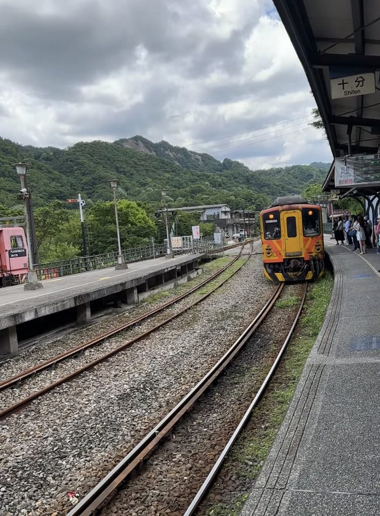 Historic train in Taiwan near new Taipei in pingxi stop